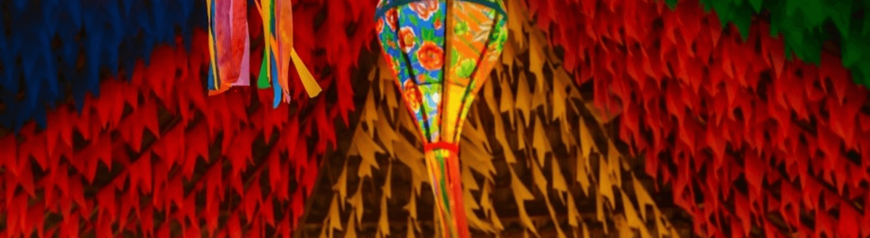 Balão e bandeirinhas de São João coloridas 